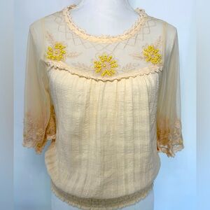 Free People RARE Beaded Blouse size S